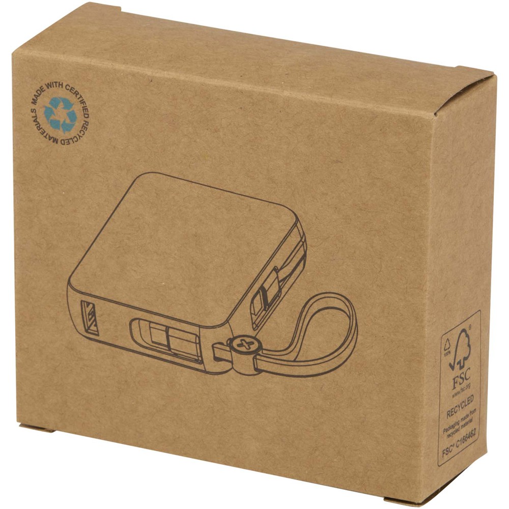 Acrux tabletpowerbank van 10.000 mAh 35 W met ingebouwde Type-C kabel van gerecycled plastic