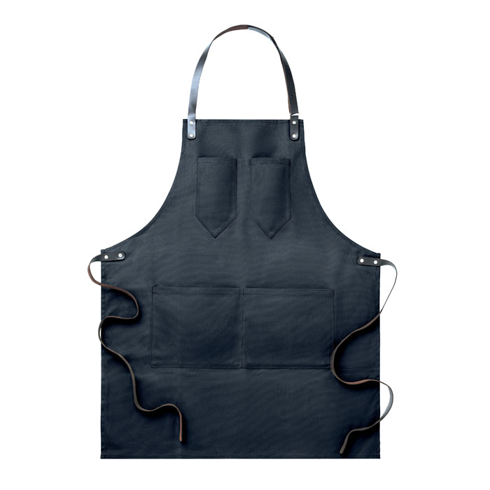 CHEF - Canvasschort met leren details